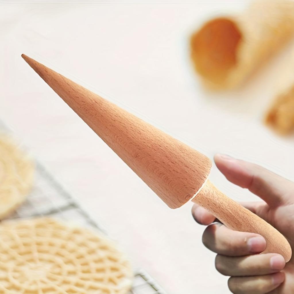 Kitchen Roller Baking - ペストリーロール用デコレーションツール。木製のワッフルコーン成形器で、アイスクリームコーンを作るのに最適。キッチンやベーキングマシンで使用。